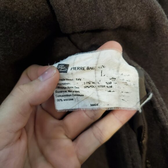 Vintage Pierre Balmain Wool Coat Brown Size L - Picture 5 of 5